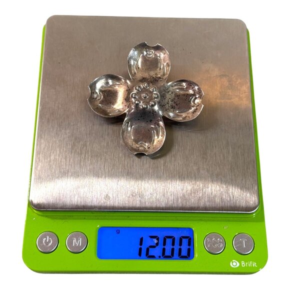 Vintage Sterling Silver 925 Dogwood Flower Magnolia Signed Statement Brooch Pin - Picture 6 of 6